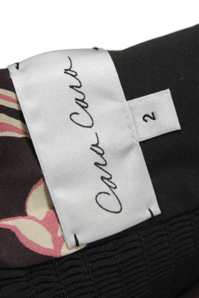 Cara Cara Women Floral Square Neck 2 Piece Brown Buckle Sleeveless Top Size 2