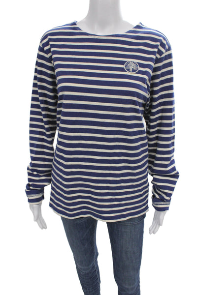 Scotch & Soda Women Basic Jersey T-Shirt Dark Blue Striped Long Sleeve Size M