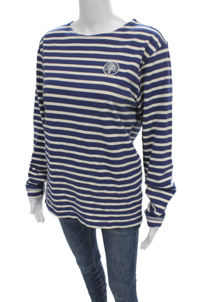 Scotch & Soda Women Basic Jersey T-Shirt Dark Blue Striped Long Sleeve Size M