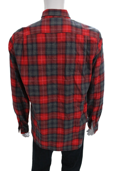 Bonobos Mens Wool  Collard Plaid  Button Front Shirt Red Size L
