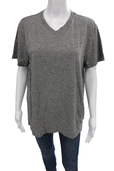 SOL ANGELES Women Basic T-Shirt Gray V-Neck Short Sleeve Size M