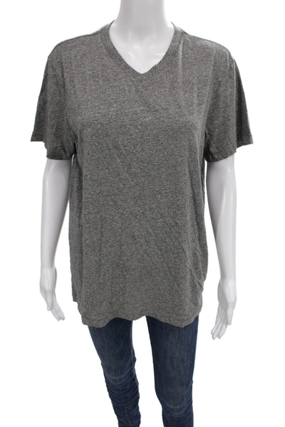 SOL ANGELES Women Basic T-Shirt Gray V-Neck Short Sleeve Size M
