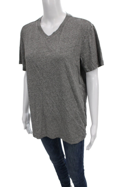 SOL ANGELES Women Basic T-Shirt Gray V-Neck Short Sleeve Size M