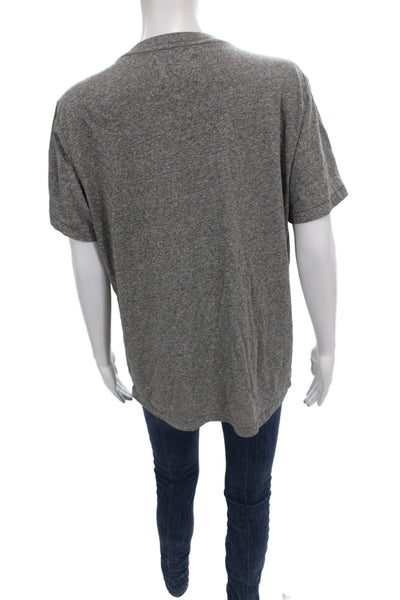 SOL ANGELES Women Basic T-Shirt Gray V-Neck Short Sleeve Size M