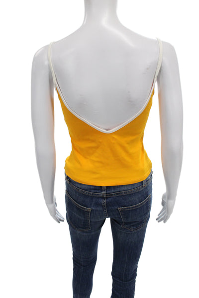 Lovers + Friends Womens Yellow V-Neck Cropped Camisole Drawstring Size S