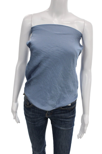 Decker Womens Sleeveless Blue Polyester Beach Top Tie Neck Solid Spring Size S