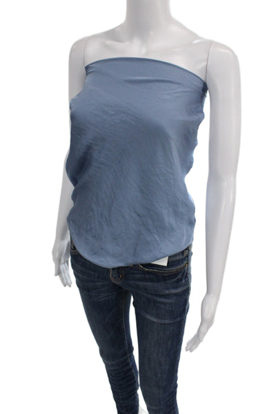 Decker Womens Sleeveless Blue Polyester Beach Top Tie Neck Solid Spring Size S