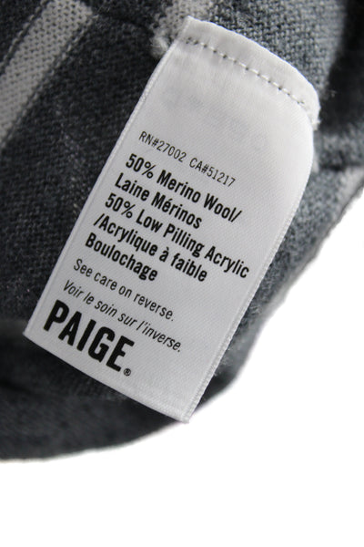 Paige Unisex Pullover Striped Gray Long Sleeve Merino Wool Blend Size S