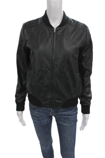 BB Dakota Women Bomber Jacket Black Zip Closure 100% Polyurethane Size S