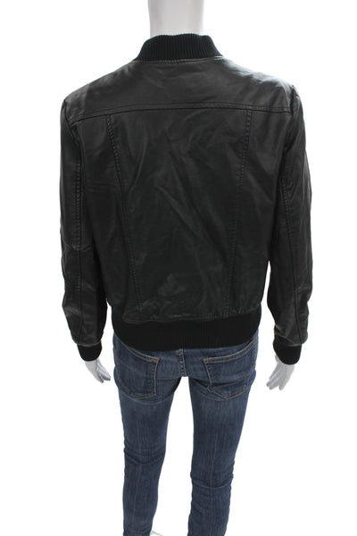 BB Dakota Women Bomber Jacket Black Zip Closure 100% Polyurethane Size S