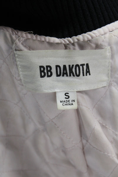 BB Dakota Women Bomber Jacket Black Zip Closure 100% Polyurethane Size S