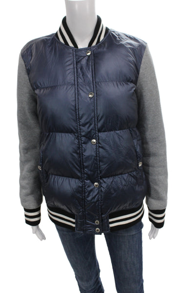 Levis Womens Dark Blue Puffer Bomber Jacket Nylon Snap Closure Size S