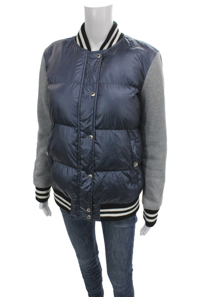 Levis Womens Dark Blue Puffer Bomber Jacket Nylon Snap Closure Size S
