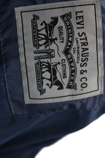 Levis Womens Dark Blue Puffer Bomber Jacket Nylon Snap Closure Size S