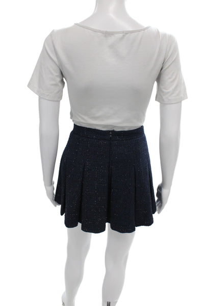 Amanda Uprichard Womens Mini Pleated Skater Skirt Dark Blue Size S