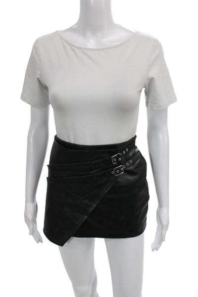 Zara Women Mini Wrap Short Skirt Black Polyester Size S