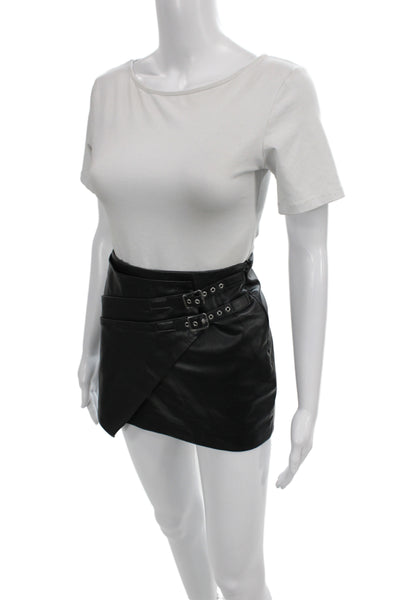 Zara Women Mini Wrap Short Skirt Black Polyester Size S