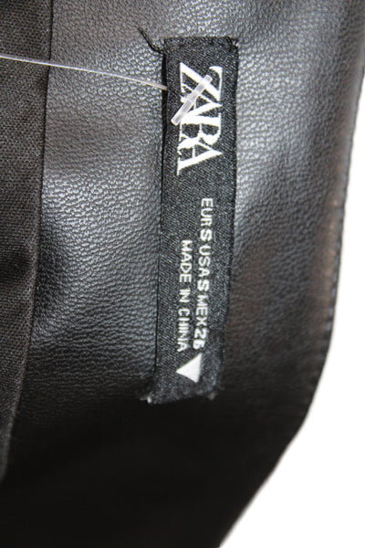 Zara Women Mini Wrap Short Skirt Black Polyester Size S