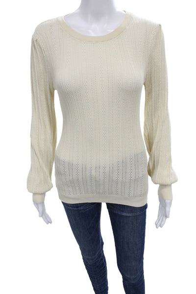 Seven Sisters Womens Pullover Sweater Long Sleeve Round Neck Beige Size XS