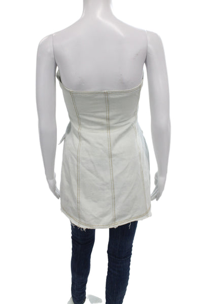 Lioness Women Mini Shirt Dress Light Blue Cotton Sleeveless 90s Size S