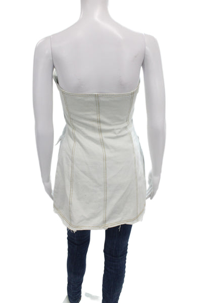 Lioness Women Mini Shirt Dress Light Blue Cotton Sleeveless 90s Size S