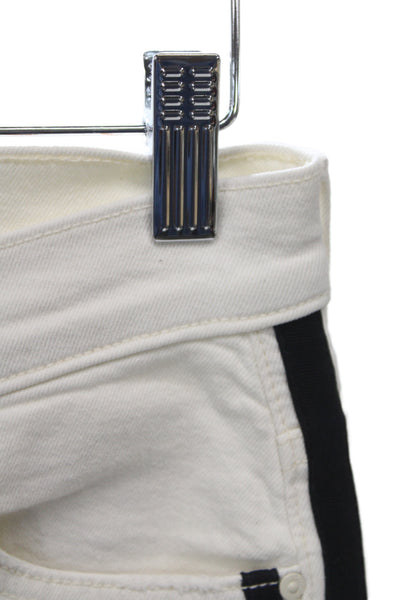 Mother Womens Ankle Cropped White Mid Rise Striped Jeans Size 27