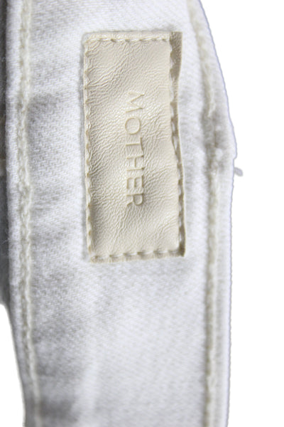 Mother Womens Ankle Cropped White Mid Rise Striped Jeans Size 27