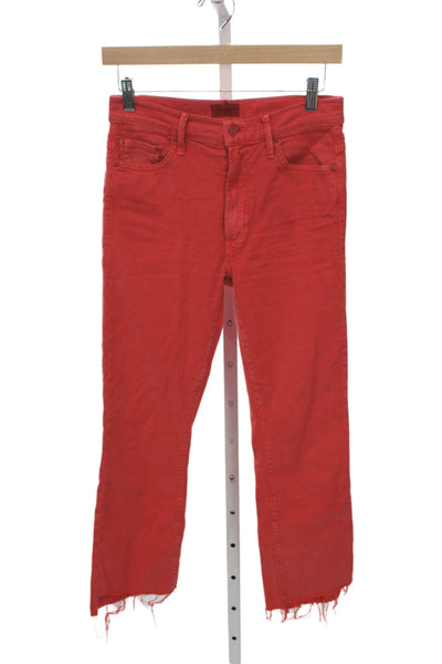 Mother Women Cropped Ankle Red Mid Rise Jeans Size 26