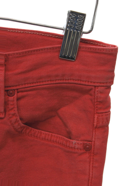 Mother Women Cropped Ankle Red Mid Rise Jeans Size 26
