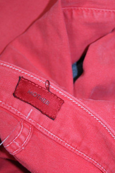 Mother Women Cropped Ankle Red Mid Rise Jeans Size 26