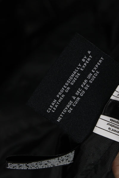 Cole Haan Mens Motorcycle Jacket Black Genuine Lambskin Zip High Neck Size L