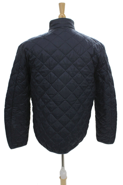 Barbour Mens Quilted Jacket Dark Blue High Neck Buckle Size L