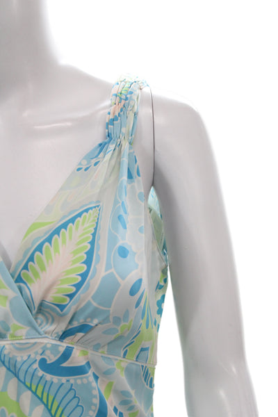 Elie Tahari Womens Silk Printed Robin Mini Skirt Set Blue Pink Size Medium/6