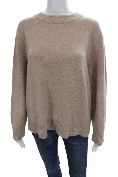 Quince Unisex 100% Mongolian Cashmere Crew Neck Pullover Sweater Beige Size S