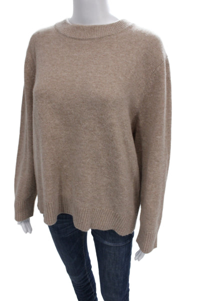 Quince Unisex 100% Mongolian Cashmere Crew Neck Pullover Sweater Beige Size S