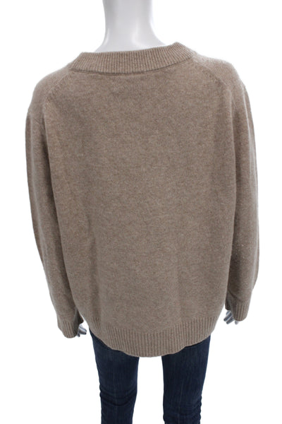 Quince Unisex 100% Mongolian Cashmere Crew Neck Pullover Sweater Beige Size S