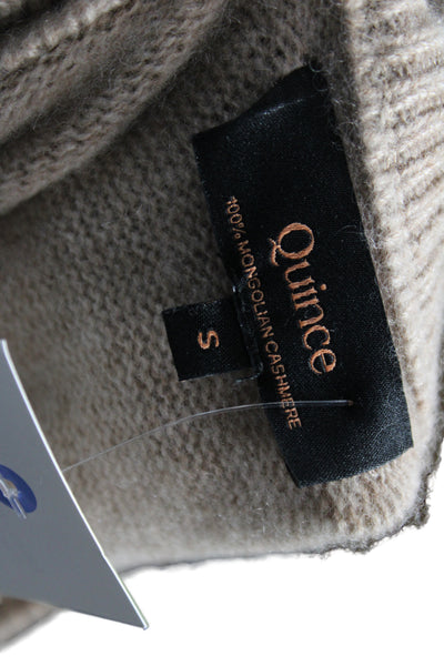 Quince Unisex 100% Mongolian Cashmere Crew Neck Pullover Sweater Beige Size S
