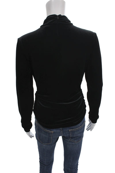 Me + Em Womens Long Sleeve Mock Neck Zip Top Black Size 8
