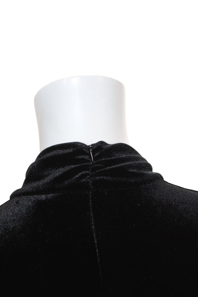 Me + Em Womens Long Sleeve Mock Neck Zip Top Black Size 8