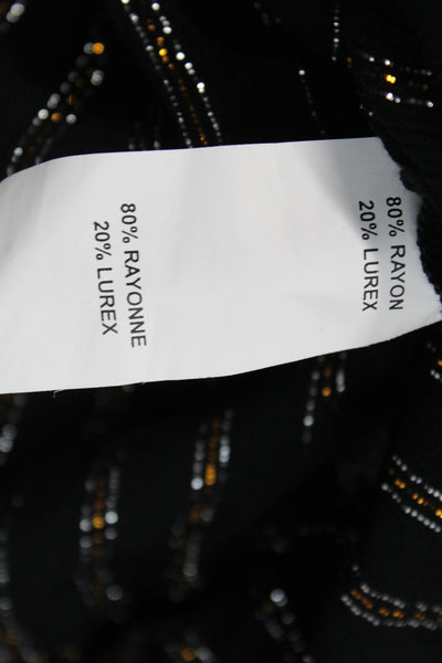 Ramy Brook Women Kaftan Maxi Dress Black Striped V-Neck Short Sleeve Size S
