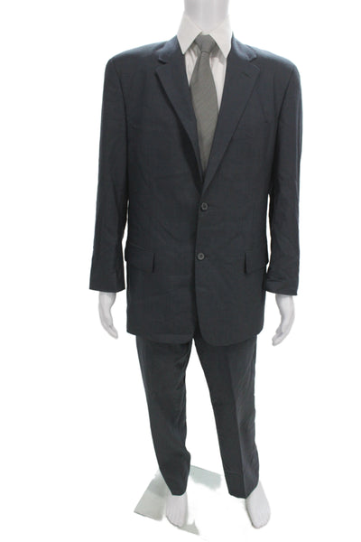 CK Calvin Klein Mens 2 Piece Striped Dark Gray Wool Cotton Suit Size 40