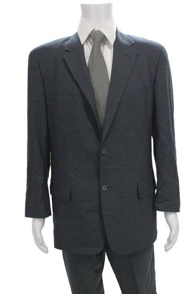 CK Calvin Klein Mens 2 Piece Striped Dark Gray Wool Cotton Suit Size 40