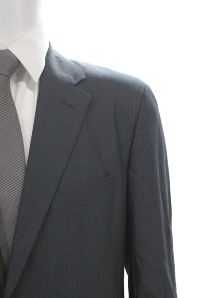 CK Calvin Klein Mens 2 Piece Striped Dark Gray Wool Cotton Suit Size 40