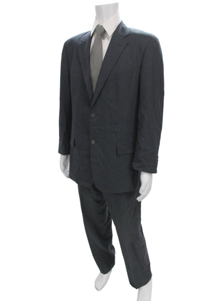 CK Calvin Klein Mens 2 Piece Striped Dark Gray Wool Cotton Suit Size 40
