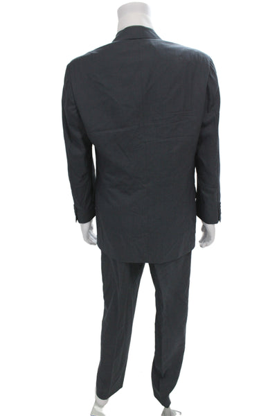 CK Calvin Klein Mens 2 Piece Striped Dark Gray Wool Cotton Suit Size 40