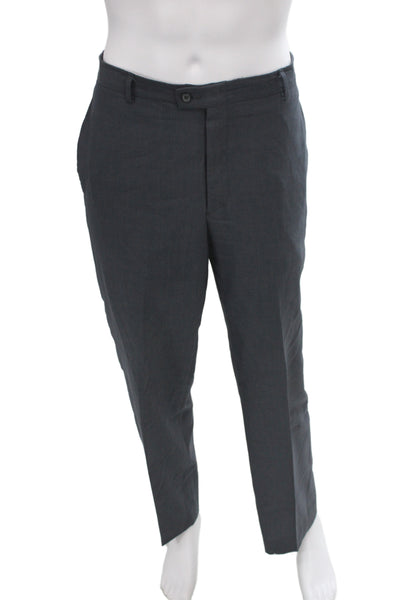 CK Calvin Klein Mens 2 Piece Striped Dark Gray Wool Cotton Suit Size 40