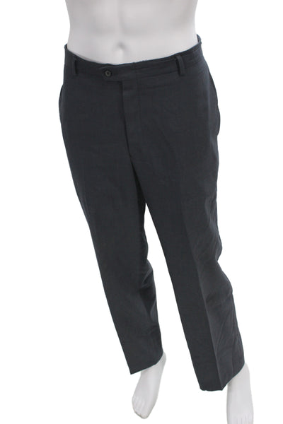 CK Calvin Klein Mens 2 Piece Striped Dark Gray Wool Cotton Suit Size 40