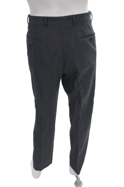 CK Calvin Klein Mens 2 Piece Striped Dark Gray Wool Cotton Suit Size 40