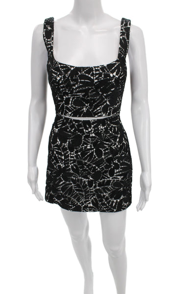 Michael Michael Kors Womens Black Floral Lace Sleeveless Square Neck Top Size 2
