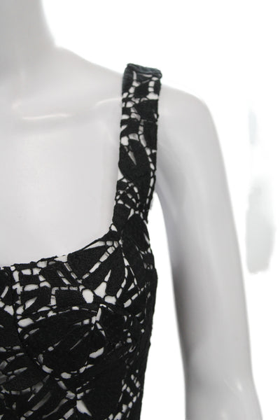 Michael Michael Kors Womens Black Floral Lace Sleeveless Square Neck Top Size 2